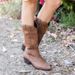 Plus-size women's boots Western cowboy boots with ethnic style square head PU leather boots_vogvips.com