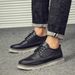 Euro Step Men's Leather 2025 Autumn New British Style Brogue Hollow Business Korean Trend Shoes_vogvips.com