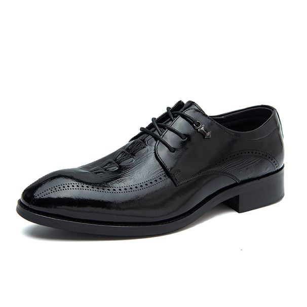 Euro Step Top Layer Cowhide Formal Leather British Style Single Men's Brogue Carved Trendy Wedding Shoes Breathable Comfortable_vogvips.com