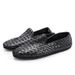 Euro Step Lazy Knitted Loafers For Men, Slip-On Genuine Leather Casual Loafers, Fashionable Lightweight Trendy Shoes, Summer 2025_vogvips.com