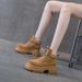 European Station Martin Boots Women's Sole Retro Short Boots Cow Cashmere Matte Leather Big Head Medium Tube Tooling Boots_vogvips.com