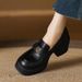 Women's Soft Thick-soled Loafers Petite Women, 2025 Autumn And Winter New Model, Camellia Leather With Plush Lining,_vogvips.com
