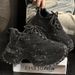 Women Rhinestone Covered Platform Sneakers, Sparkly Bling Lace‑Up Chunky Trainers, Non‑Slip Lug Sole Fashion Shoes For Party Club Street Daily Outfit_vogvips.com
