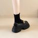 Black British Style Women's Leather Shoes 2025 Spring Autumn New Mary Jane Slip-On Loafers Fashion Versatile Round Toe_vogvips.com