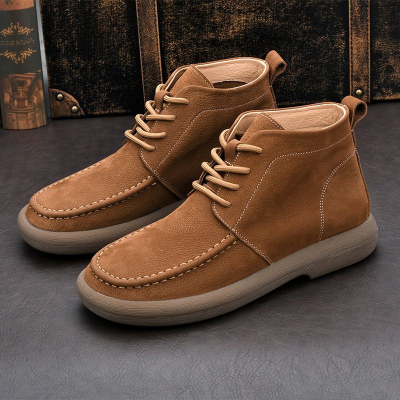 European Warm Series Men' Martin 2025 Autumn Winter New Britih Style Eay To Match Firt Layer Cowhide Thick Sole Caual Mid-Top Ankle_vogvips.com