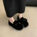 Fuzzy For Women Winter Outdoor Soft Sole Slip-On Loafers With Fleece High-End Stylish Cute Bow Cotton Shoes_vogvips.com