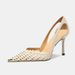 Women's Summer Stiletto Heels French Pointed Toe Hollowed out Breathable Low Cut Closed Toe Skirt Shoes_vogvips.com