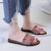 New Korean Style Women's Flat Sandals Fashion Ruffled Flat Slide Sandals For Students Trendy Internet Celebrity Open Toe One Strap Beach Sandals For W_vogvips.com
