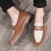 Retro trend men's business casual small leather shoes a slip-on lazy loafers_vogvips.com