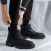 Brock Chelsea Boots Men's Genuine Leather Martin Boots High-top Leather Shoes Thick-soled Heightening Style Retro Zhongbang Short Boots_vogvips.com