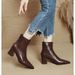 High Heel Boots For Women Pointed Toe Short Boots Slim Boots 2025 New Autumn Winter Brown Boots Chunky Heel French Style Mid-Calf_vogvips.com