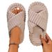Open Toe Women's Autumn And Winter Indoor And Outdoor Thick Soled Warm Plush Maternity Slippers, One Strap Cotton Slippers, Women's Foam Comfortable_vogvips.com