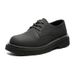 Genuine Derby For Men, Thick Sole, Height Increasing, Black Round British Style, Large Toe, Low Top Martin Boots,_vogvips.com