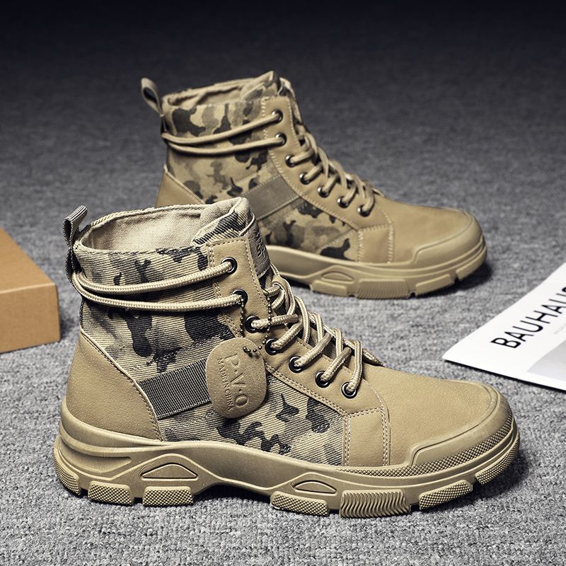 European Warm Series Winter High-top Cotton Shoes With Fleece, Warm Work Camouflage Martin Boots, Men's Outdoor Snow Boots For Northeast_vogvips.com