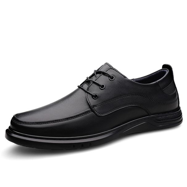 Men's Casual Leather Shoes Men's Leather Lace-up Single Shoes Dad Shoes Large Size Men's Leather Shoes_vogvips.com