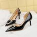 638-AK28 European American Style Party Shiny Patent Leather High-heeled Women's Shoes With Side Cutouts, Pointed Toe,_vogvips.com