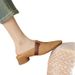 French Breathable Hollow Bag Head Half Slippers Women's Soft Leather Round Head Sandals Lazy Low Heel Muller Shoes_vogvips.com