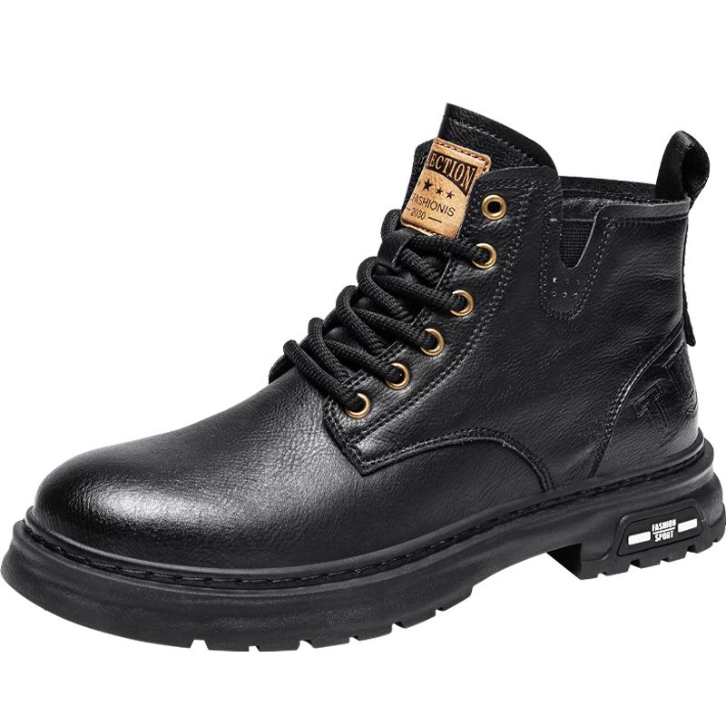 New Leather Spring Men's Shoes High-top Men's Heightening Tooling Martin Boots_vogvips.com