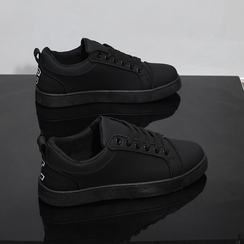 Men's Black German Trainer Shoes Low Top Fashionable Versatile Sports Sneakers for Autumn Wear Resistant Odor Resistant Work And Casual Shoes_vogvips.com
