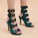 High-heeled Roman Sandals, Peep-toe Hollow-out Large-size Cross-border Foreign Trade Women's Shoes, Color-blocked_vogvips.com