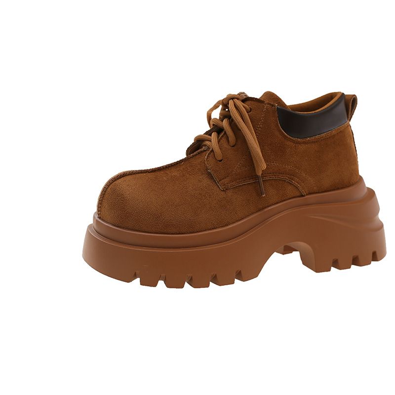 2025 British Style Women's Leather Shoes 2025 Autumn New Fashion Versatile Thick Sole Height Increasing Big Toe Casual_vogvips.com