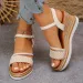 2026 Spring And Summer New Woven Wedge Large Size Platform Versatile Single Buckle Strap High Heel Open Toe Roman_vogvips.com
