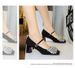 Coarse Heel Suede, Light Mouth Square Head Shining Rhinestone Buckle With Mary Jane Single Shoes Women_vogvips.com