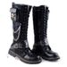 European Warm Series Punk Rock Long High Tube Men's Leather Skull Iron Chain Lace-up Cowboy Thick Sole Trendy Stage Martin Boots_vogvips.com