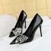 Women's Elegant Pointed Toe High Heel Pumps With Rhinestone Bow Detail - Ultra High Stiletto Heels For Parties & Evening Events_vogvips.com