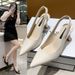 2023 Spring/Summer New Pointed-Toe High Heels Women, Thin-Heeled Sandals, Backless Shallow-Toe Closed-Toe Single Shoes_vogvips.com