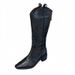 Retro Pointed-Toe V-Cut High-Tube Western For Petite Women, Chunky Heel Over-The-Knee Boots, Long Riding Boots_vogvips.com
