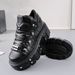 Women's Dark Black Chunky Shoes Thick Sole Unique Gothic Punk Boots Heavy Metal_vogvips.com
