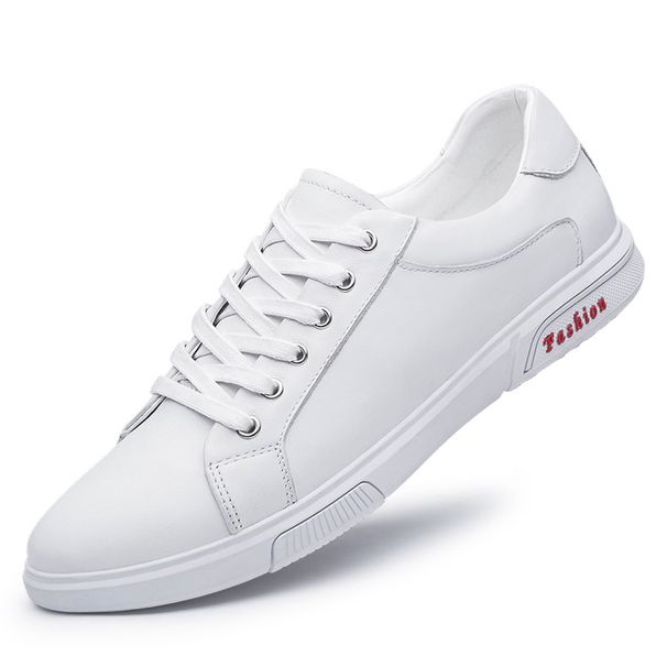 Men's Board Shoes Breathable Soft Sole First Layer Cowhide Sports White Shoes Running Shoes_vogvips.com