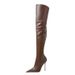 Women's Fashion Knee-High Boots – Stretchy Pointed-Toe Heeled Boots For Autumn/Winter, Slip-Resistant & Comfortable, Classic Brown/Black_vogvips.com