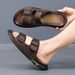 Men Slippers Sneaker Leather Men's Sneakers Summer Beach Shoes For Male Large Size Black Casual Sandals_vogvips.com