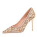 Women's Shoes Pointed Toe High Heels, Low Cut, Versatile, Rhinestone Wedding Dress Shoes, Traditional Wedding Dress Shoes, Banquet Shoes_vogvips.com