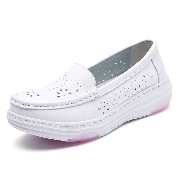 Nurse Shoes Women's Comfortable Non-slip Soft Sole Breathable Hollow Mid-heel Elevating Medical Work Shoes_vogvips.com