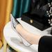 1961-17 Wind Metallic Embossed Fine Middle Heel Shallow Mouth Pointed Women's Banquet Spring And Autumn Single Shoes_vogvips.com
