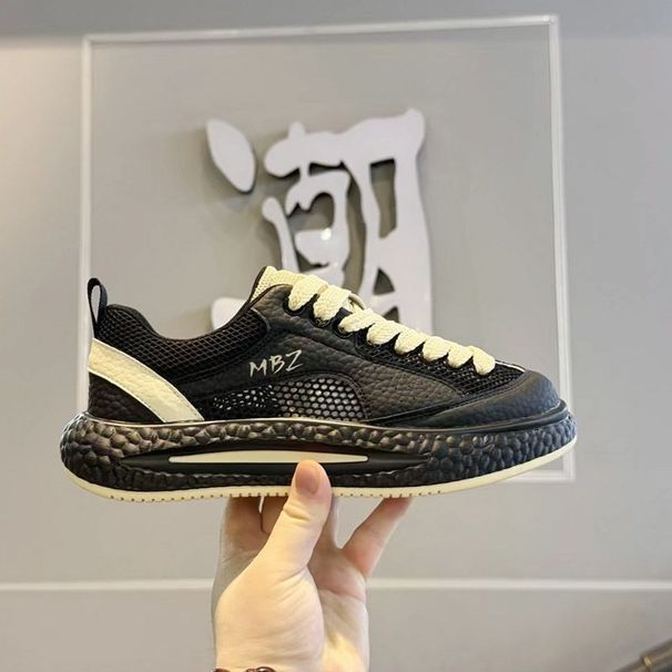 European Summer Hollow Casual Men's Shoes, Fashionable And Versatile, Ultra-Light Popcorn Soft Sole Mesh Shoes For Men_vogvips.com