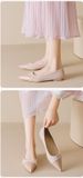 French Pointed Toe Nude Flat Shoes Women's Single Shoes Pregnant Women's Ladyshoes One Pedal Evening Ladyshoes_vogvips.com