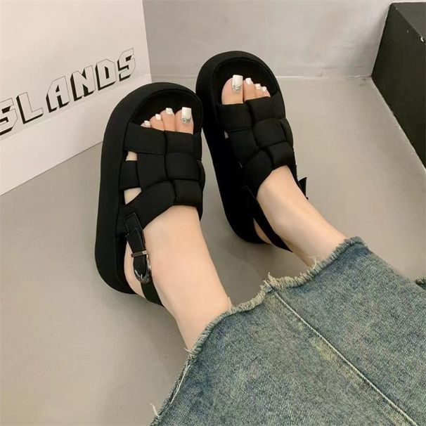Sandals Women's Popular Versatile Woven Beautiful Small Thick-soled Casual Beach Roman Shoes_vogvips.com