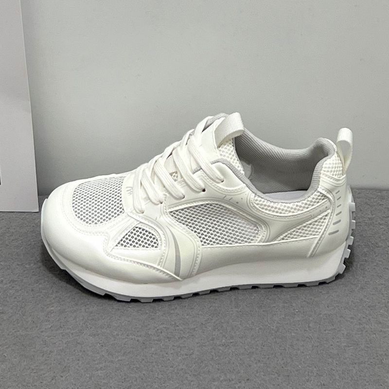 Super Stylish Genuine Leather Mesh Women's Sneakers, 2026 Summer New Model, Round Toe, Thick Sole, Breathable,_vogvips.com