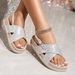 Slip On Slippers For Outdoor Wear Colorful Cross Lace Buckle Flat Shoes Double Layer Ivory White Flat Slippers_vogvips.com