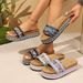 Woven, Platform, Open Toe Flip Flops, Summer New Style, Plus Size, Fabric, Ethnic Style Sandals For Women._vogvips.com