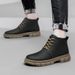 Leather Casual Martin Boots Men's Tooling Style Men's Boots Fleece Warm Men's Shoes Medium Tube Men's_vogvips.com