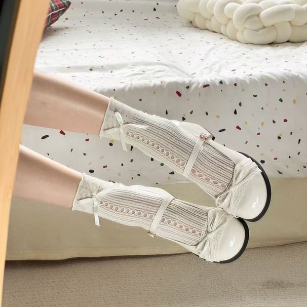 French-style Chunky Heel Mary Jane For Women, 2026 New Spring-summer Versatile Bow-tie Shallow Single Shoes,_vogvips.com