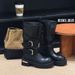 Paris Old Leather Venom Martin Boots 2025 Autumn New Belt Buckle Thick Heel Locomotive Boots Slim Mid Boots_vogvips.com