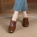British Style 2025 Deep Mouth Square Head Single Versatile Commuter Coarse Low Heel Set Foot Small Leather Women's Shoes_vogvips.com