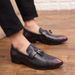 Euro Step Plus Size Hairstylist Tassel Leather Shoes Men's Fashion Pointed Toe British Crocodile Pattern Brogue Casual Loafers Men_vogvips.com