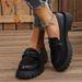 New Patent Leather Glossy Fringe Thick Soled Retro Loafers Plus Size Casual Shoes_vogvips.com